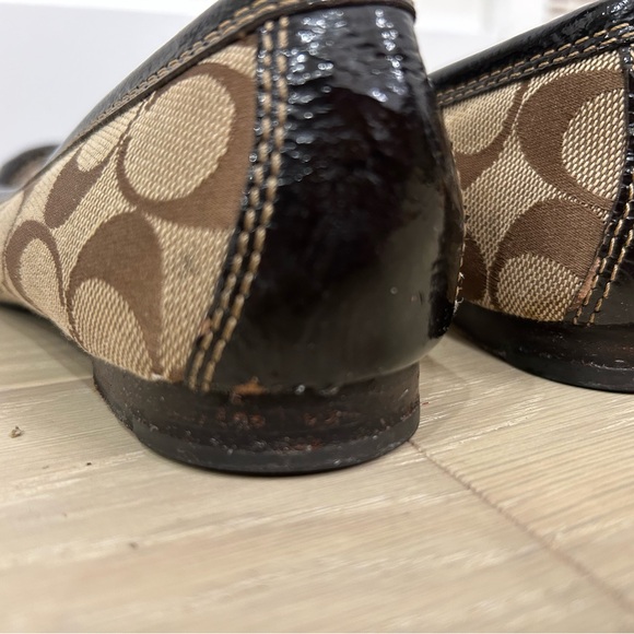 Coach Katrin Brown Logo Slip-On Flats with Gold Accents - Picture 4 of 5